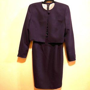Christian Dior Plum Wool Dress and Jacket, Size 4